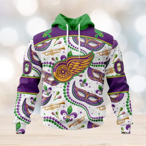 NHL Detroit Red Wings Special Mardi Gras Design Hoodie