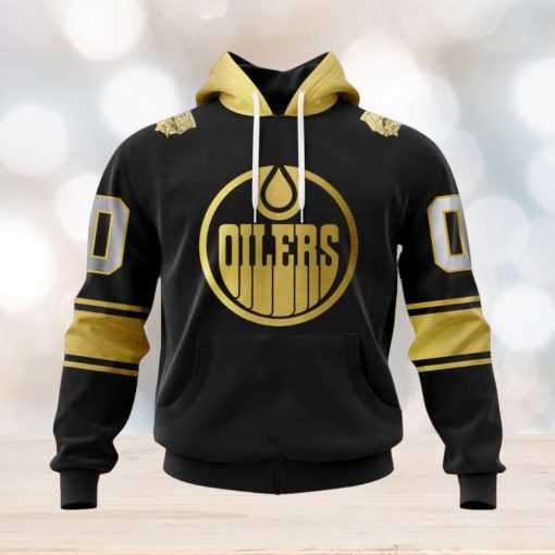 NHL Edmonton Oilers Special Black And Gold Design Hoodie