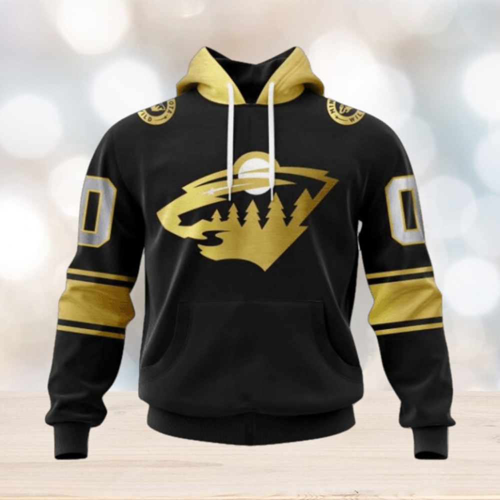 NHL Minnesota Wild Special Black And Gold Design Hoodie NHL Minnesota Wild Special Black And Gold Design Hoodie