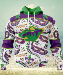 NHL Minnesota Wild Special Mardi Gras Design Hoodie