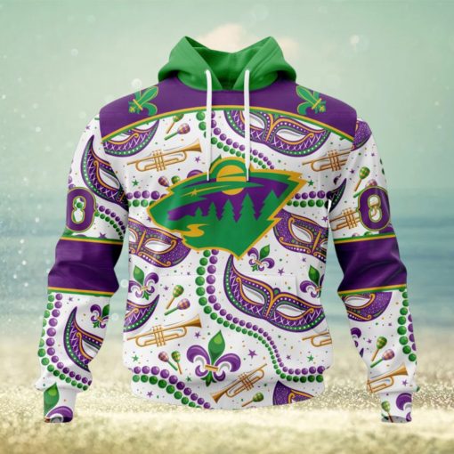 NHL Minnesota Wild Special Mardi Gras Design Hoodie