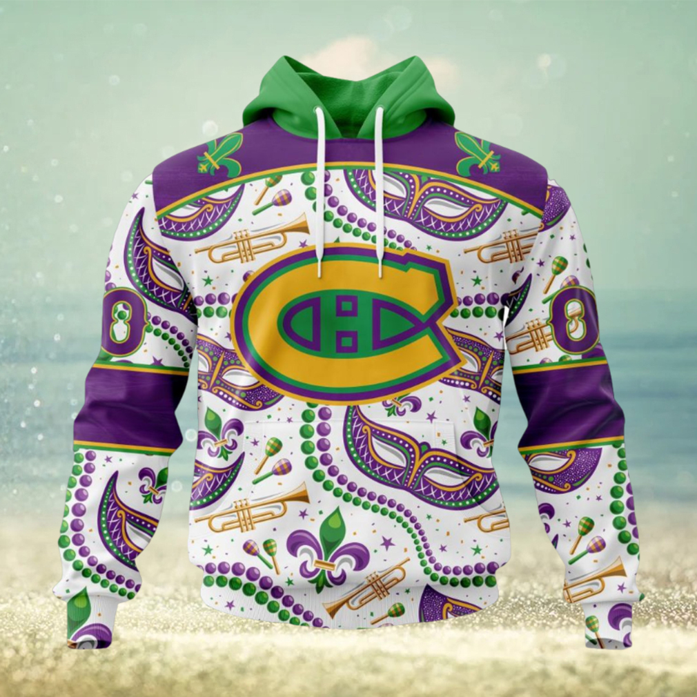 NHL Montreal Canadiens Special Mardi Gras Design Hoodie NHL Montreal Canadiens Special Mardi Gras Design Hoodie