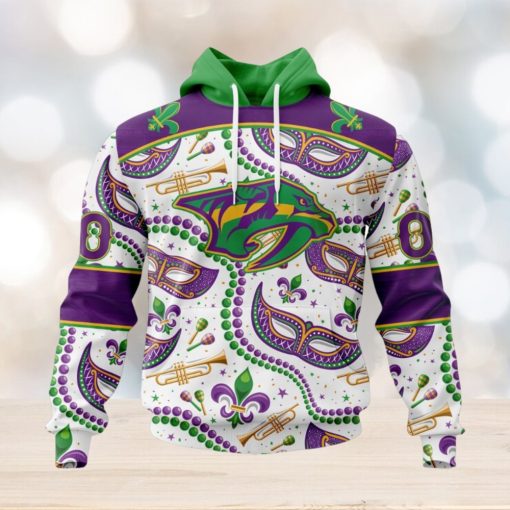 NHL Nashville Predators Special Mardi Gras Design Hoodie