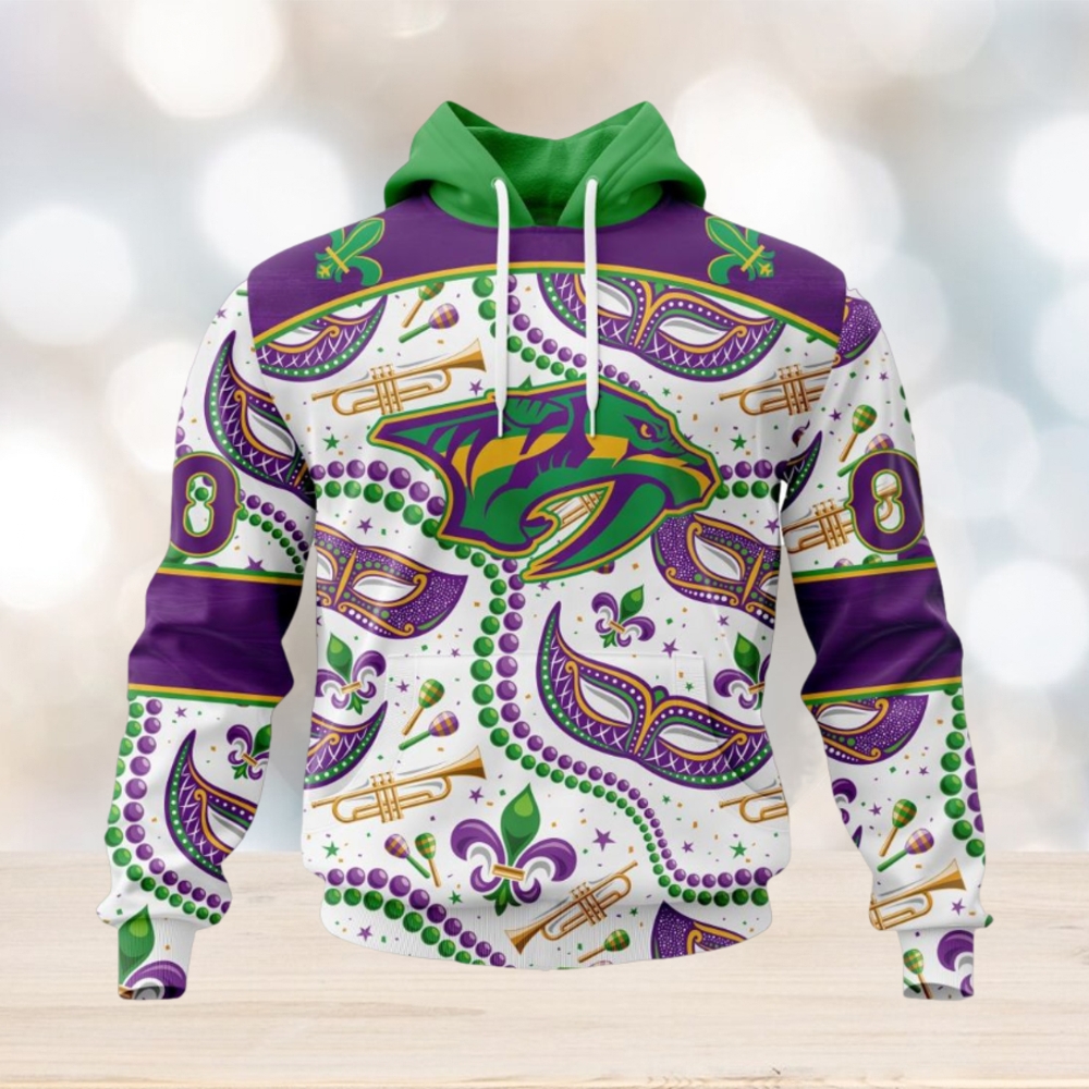 NHL Nashville Predators Special Mardi Gras Design Hoodie NHL Nashville Predators Special Mardi Gras Design Hoodie