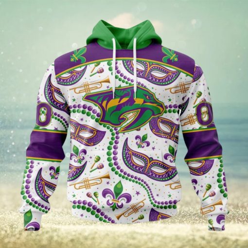 NHL Nashville Predators Special Mardi Gras Design Hoodie