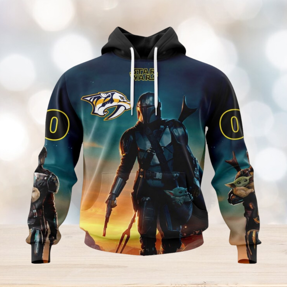 NHL Nashville Predators Special Star Wars The Mandalorian Design Hoodie NHL Nashville Predators Special Star Wars The Mandalorian Design Hoodie