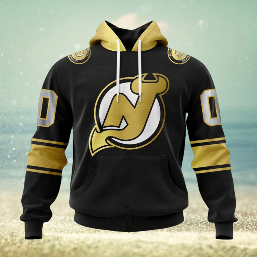 NHL New Jersey Devils Special Black And Gold Design Hoodie NHL New Jersey Devils Special Black And Gold Design Hoodie
