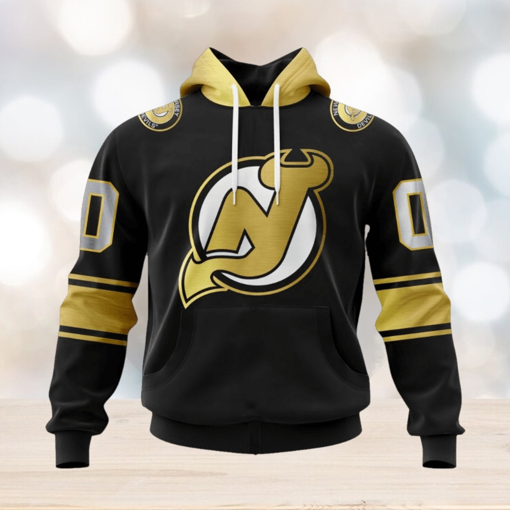 NHL New Jersey Devils Special Black And Gold Design Hoodie NHL New Jersey Devils Special Black And Gold Design Hoodie
