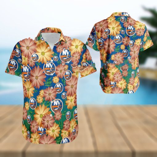 NHL New York Islanders Logo Flower New Style Hawaiian Shirt