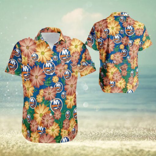 NHL New York Islanders Logo Flower New Style Hawaiian Shirt