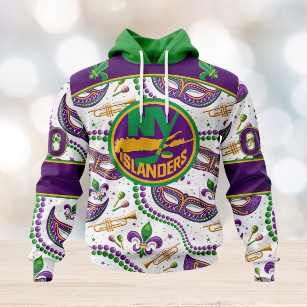 NHL New York Islanders Special Mardi Gras Design Hoodie NHL New York Islanders Special Mardi Gras Design Hoodie