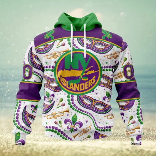 NHL New York Islanders Special Mardi Gras Design Hoodie
