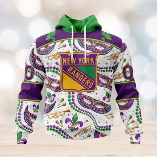 NHL New York Rangers Special Mardi Gras Design Hoodie