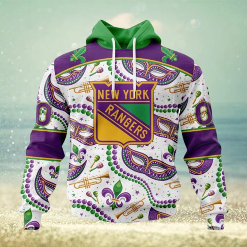 NHL New York Rangers Special Mardi Gras Design Hoodie