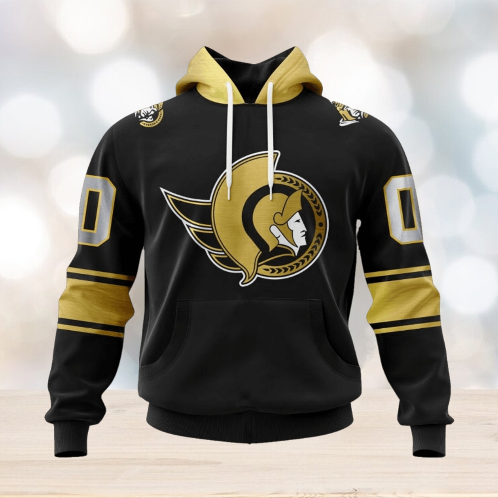 NHL Ottawa Senators Special Black And Gold Design Hoodie NHL Ottawa Senators Special Black And Gold Design Hoodie