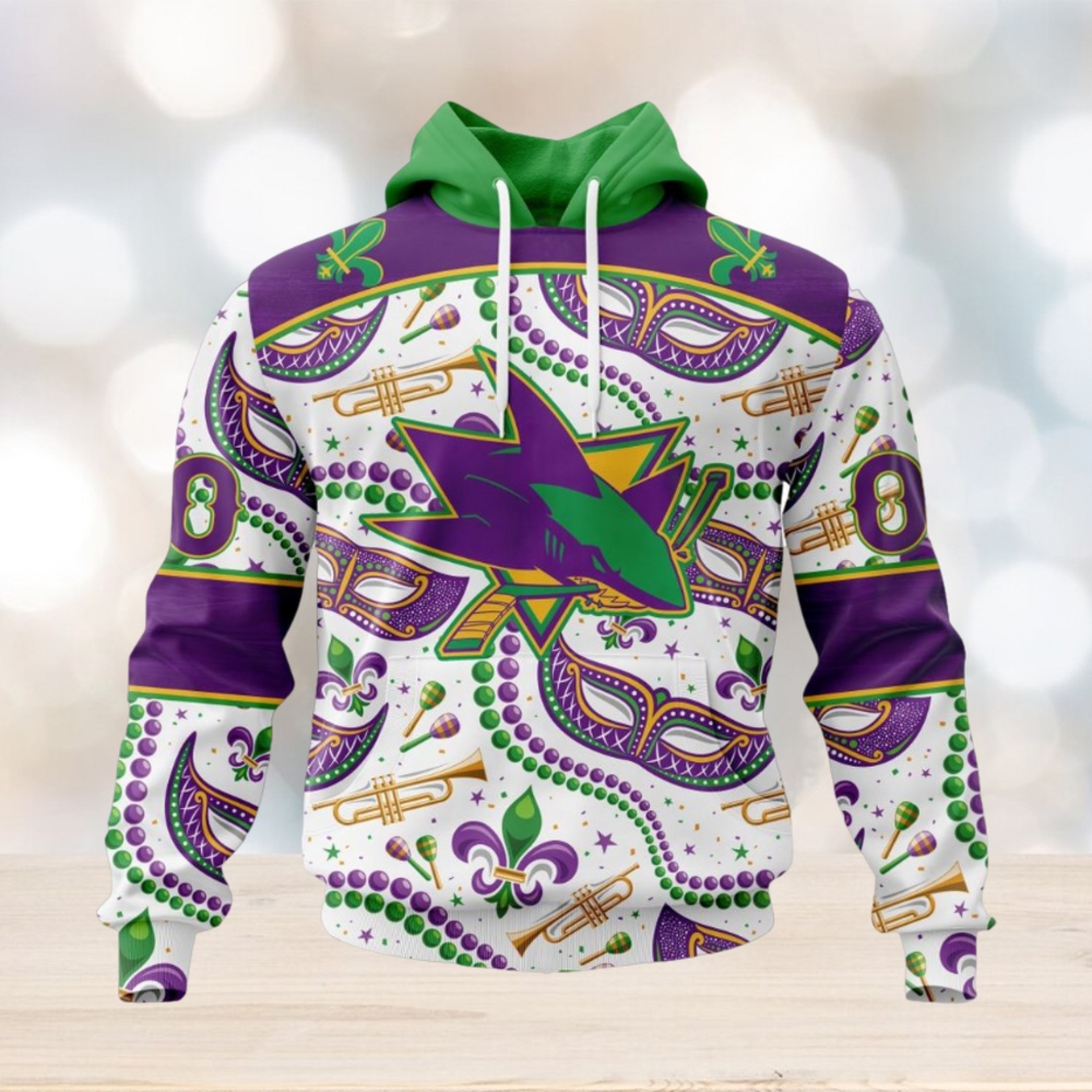 NHL San Jose Sharks Special Mardi Gras Design Hoodie NHL San Jose Sharks Special Mardi Gras Design Hoodie