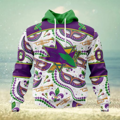 NHL San Jose Sharks Special Mardi Gras Design Hoodie