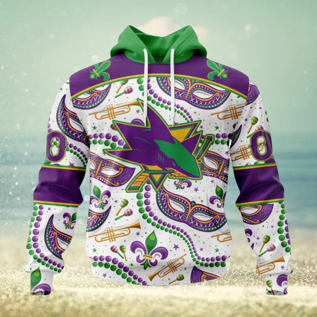 NHL San Jose Sharks Special Mardi Gras Design Hoodie NHL San Jose Sharks Special Mardi Gras Design Hoodie