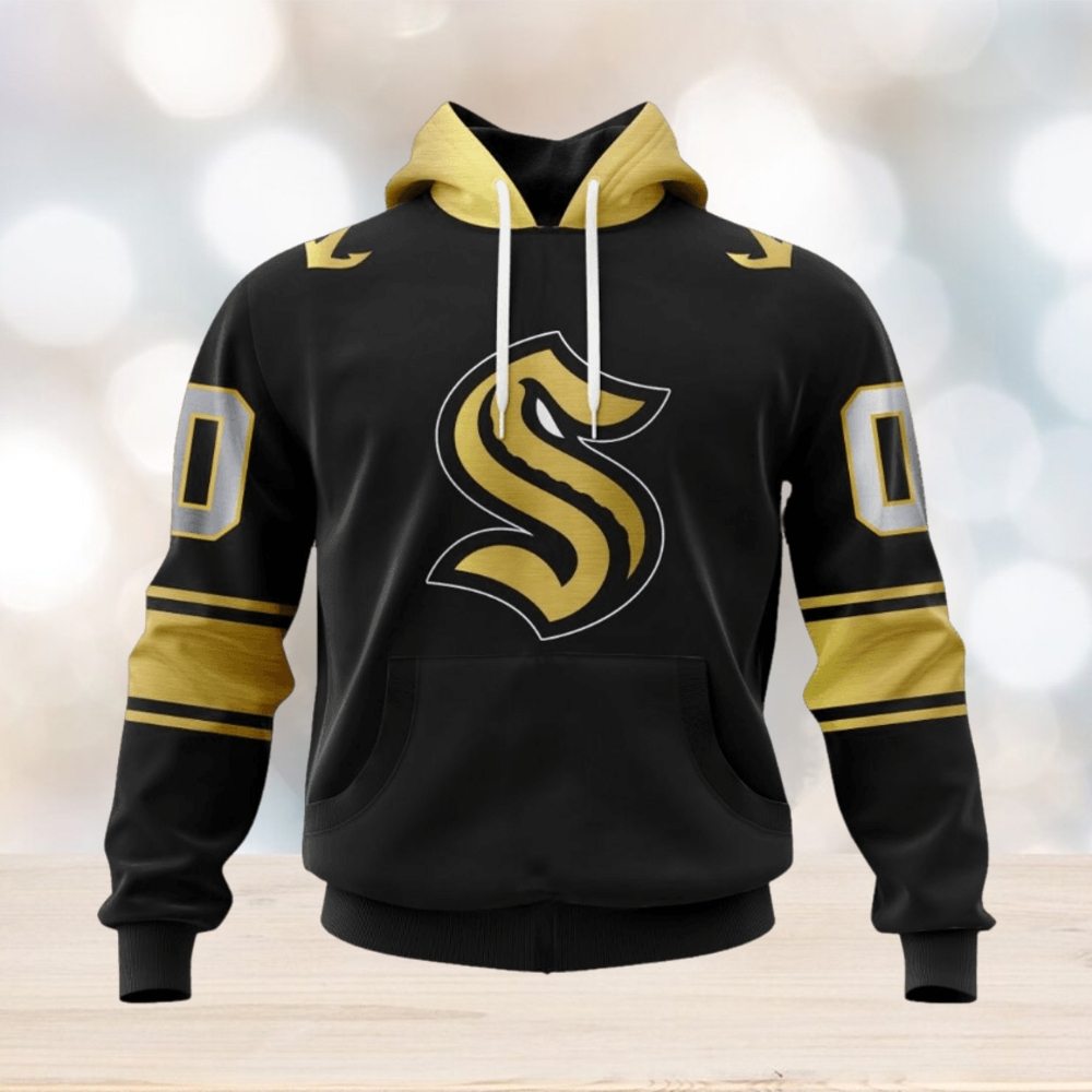 NHL Seattle Kraken Special Black And Gold Design Hoodie NHL Seattle Kraken Special Black And Gold Design Hoodie