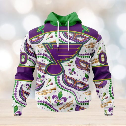 NHL St. Louis Blues Special Mardi Gras Design Hoodie