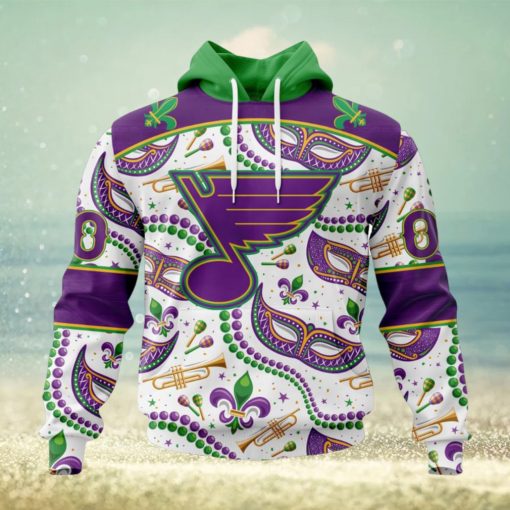 NHL St. Louis Blues Special Mardi Gras Design Hoodie
