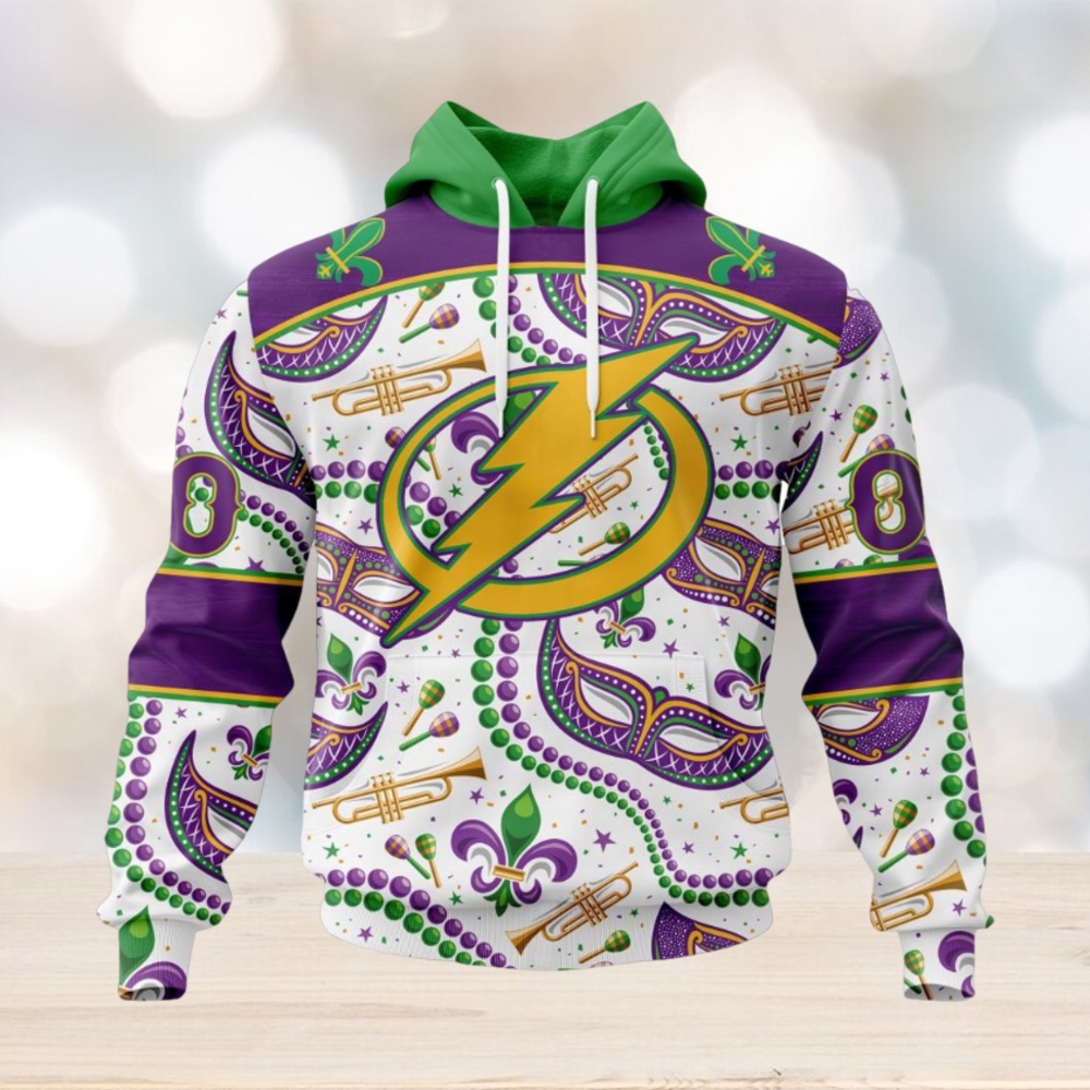 NHL Tampa Bay Lightning Special Mardi Gras Design Hoodie NHL Tampa Bay Lightning Special Mardi Gras Design Hoodie