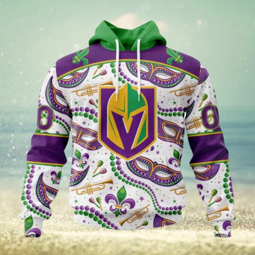 NHL Vegas Golden Knights Special Mardi Gras Design Hoodie
