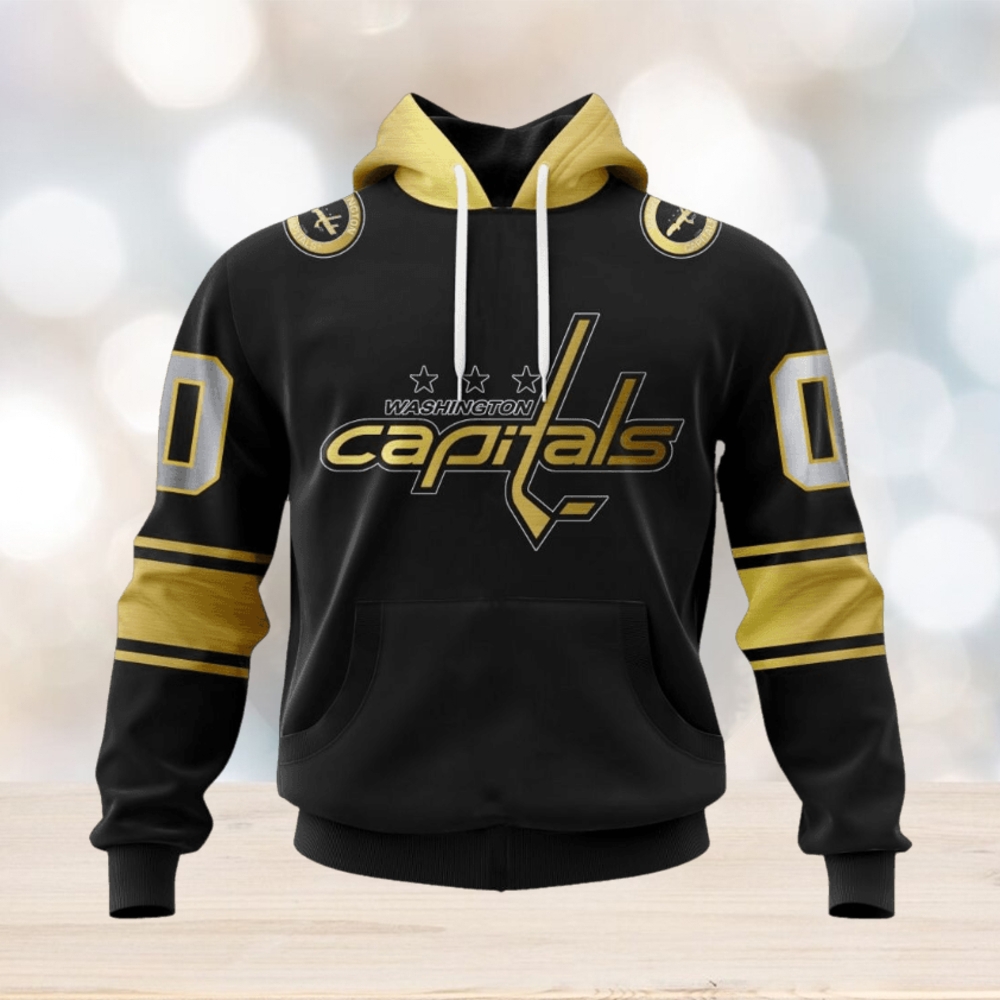 NHL Washington Capitals Special Black And Gold Design Hoodie NHL Washington Capitals Special Black And Gold Design Hoodie