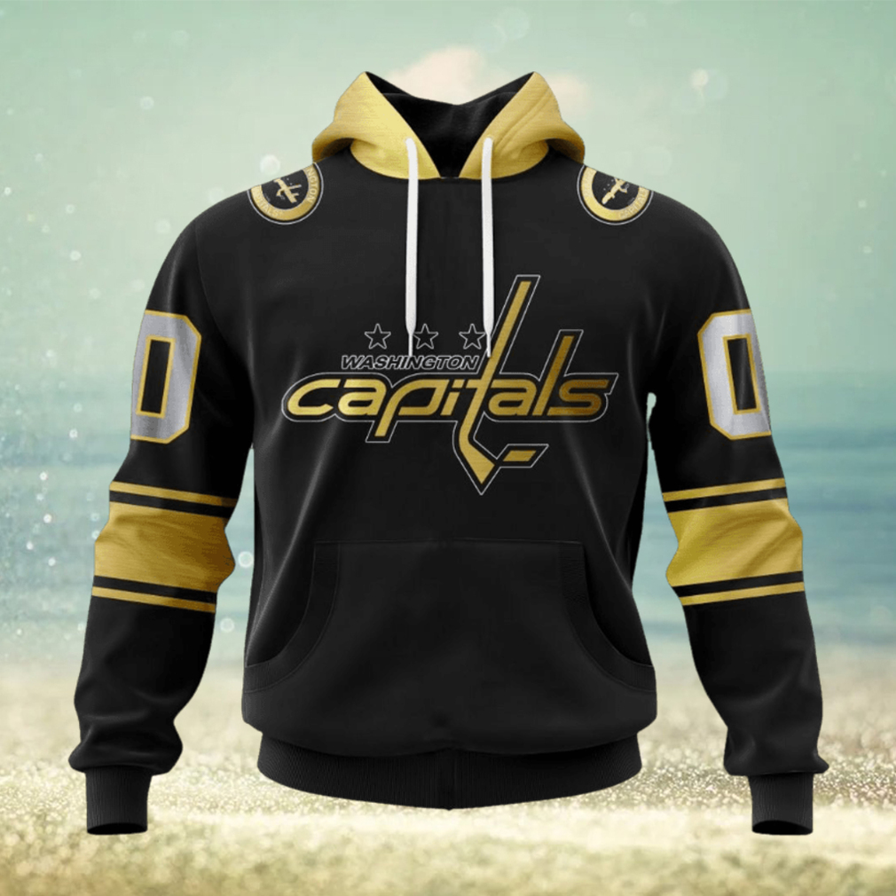 NHL Washington Capitals Special Black And Gold Design Hoodie NHL Washington Capitals Special Black And Gold Design Hoodie
