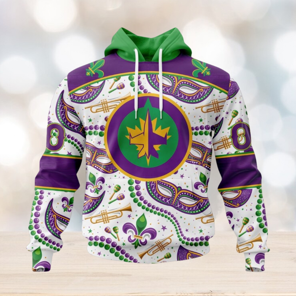 NHL Winnipeg Jets Special Mardi Gras Design Hoodie NHL Winnipeg Jets Special Mardi Gras Design Hoodie