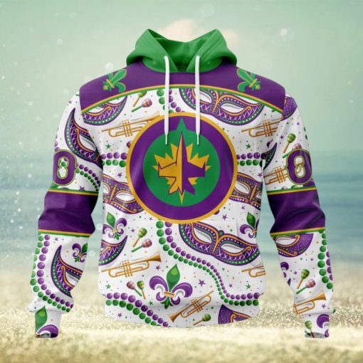 NHL Winnipeg Jets Special Mardi Gras Design Hoodie
