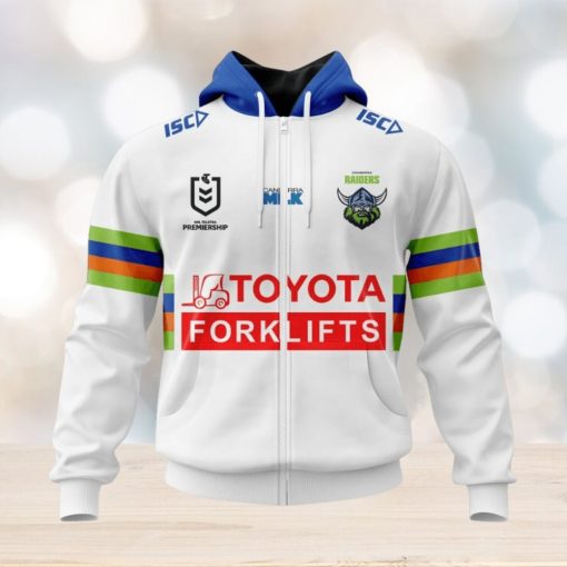 NRL Canberra Raiders Custom Name Number 2023 Away Jersey Zip Up Hoodie
