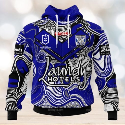 NRL Canterbury Bankstown Bulldogs Custom Name Number 2023 Indigenous Jersey Zip Up Hoodie