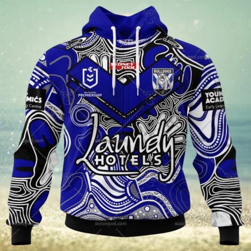 NRL Canterbury Bankstown Bulldogs Custom Name Number 2023 Indigenous Jersey Zip Up Hoodie