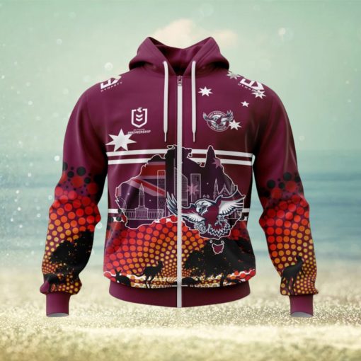 NRL Manly Warringah Sea Eagles Custom Name Number Australia’s Day Zip Up Hoodie