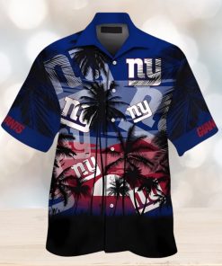 NY Giants Hawaiian Shirt Floral Print American Flag Style Hot Summer