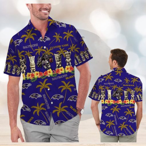 Name Personalized Baltimore Ravens Hawaiian Short Sleeve Shirt