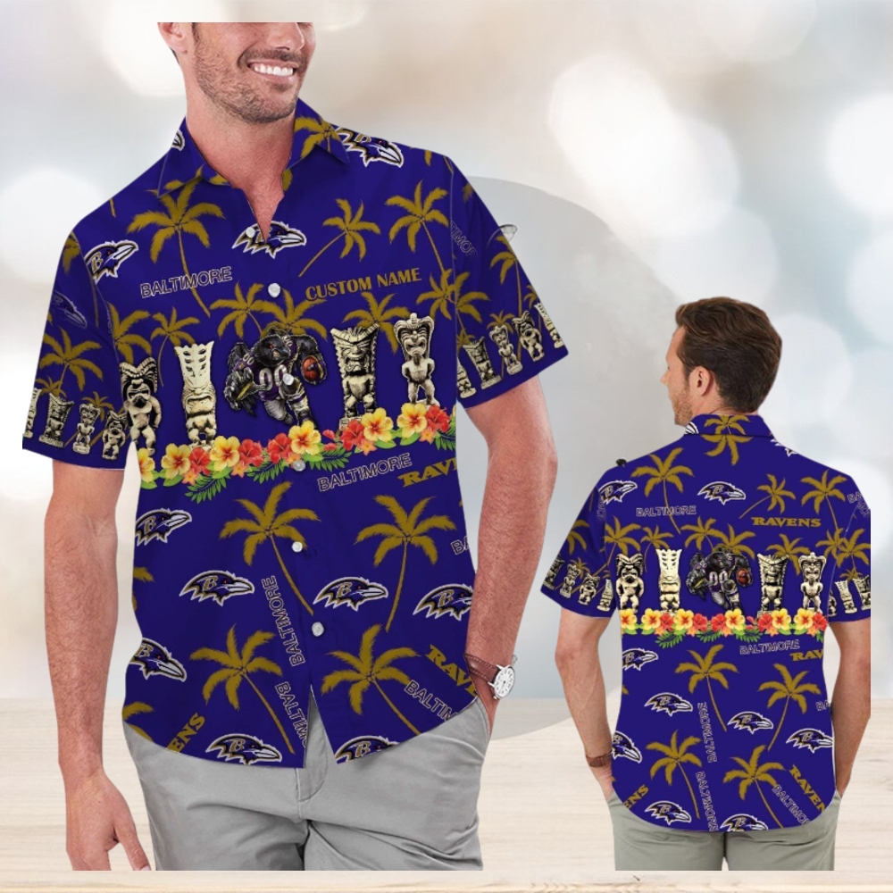 Name Personalized Baltimore Ravens Hawaiian Short Sleeve Shirt Name Personalized Baltimore Ravens Hawaiian Short Sleeve Shirt