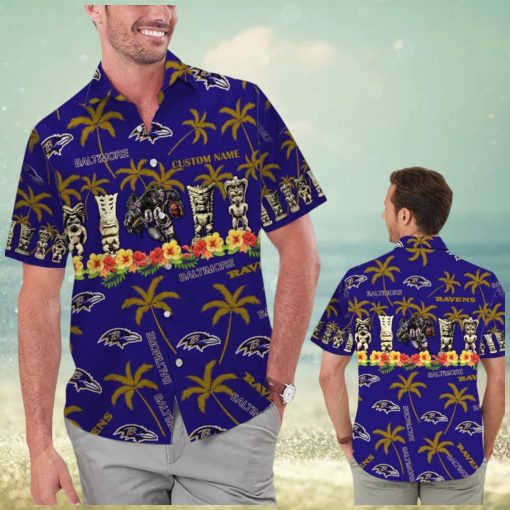 Name Personalized Baltimore Ravens Hawaiian Short Sleeve Shirt