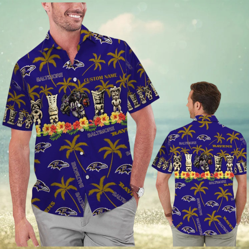 Name Personalized Baltimore Ravens Hawaiian Short Sleeve Shirt Name Personalized Baltimore Ravens Hawaiian Short Sleeve Shirt