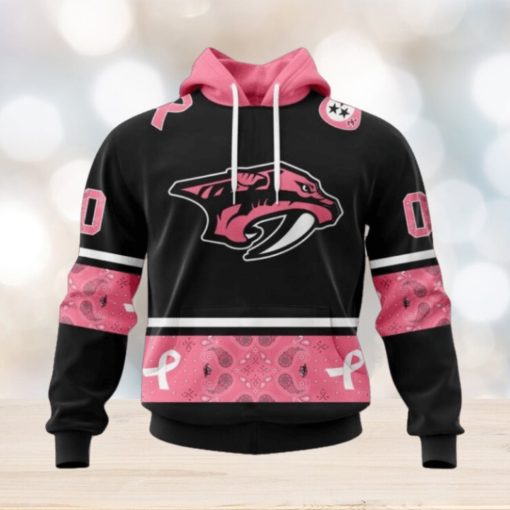 Nashville Predators Hoodie Specialized Design In Classic Style With Paisley! WE WEAR PINK BREAST CANCER Hoodie