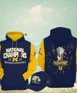 National Champions 2023 Michigan Wolverines Football Cup Blue Design 3D Hoodie