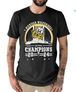 National Champions 2024 Mascot Michigan Wolverines Logo Skyline T Shirt