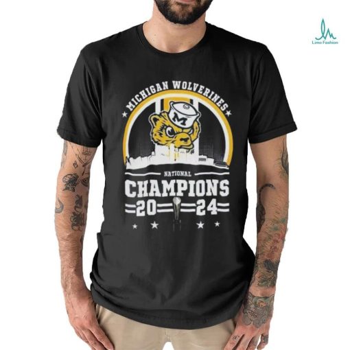 National Champions 2024 Mascot Michigan Wolverines Logo Skyline T Shirt