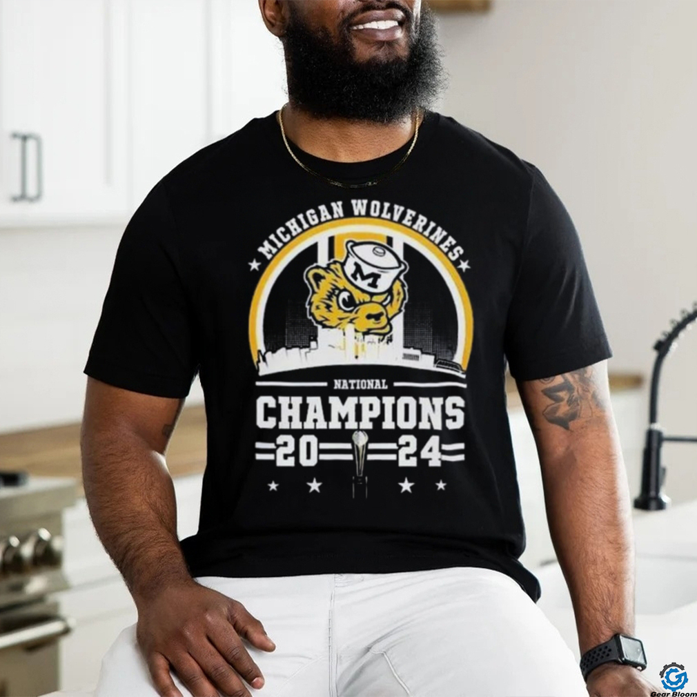 National Champions 2024 Mascot Michigan Wolverines Logo Skyline T Shirt National Champions 2024 Mascot Michigan Wolverines Logo Skyline T Shirt