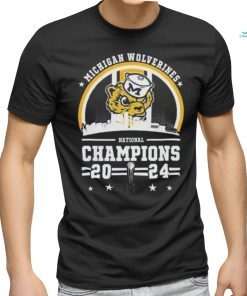 National Champions 2024 Mascot Michigan Wolverines Logo Skyline T Shirt