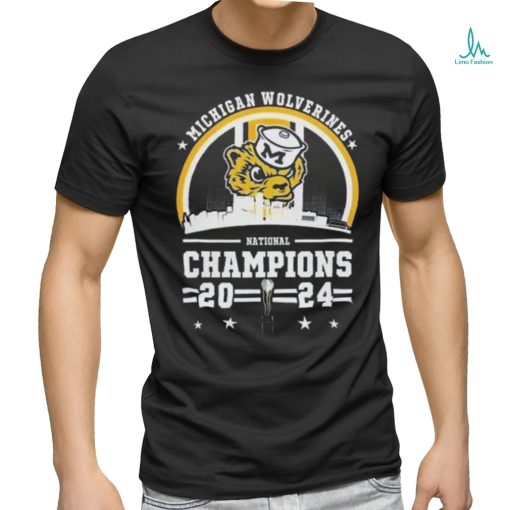 National Champions 2024 Mascot Michigan Wolverines Logo Skyline T Shirt