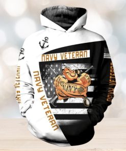 Navy Veteran American Flag Ed All Over Print Hoodie