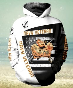 Navy Veteran American Flag Ed All Over Print Hoodie
