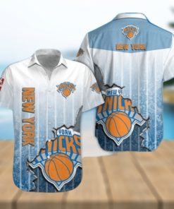 Nba New York Knicks Blue Gradient Scratch Trendy Hawaiian Shirt Aloha Shirt